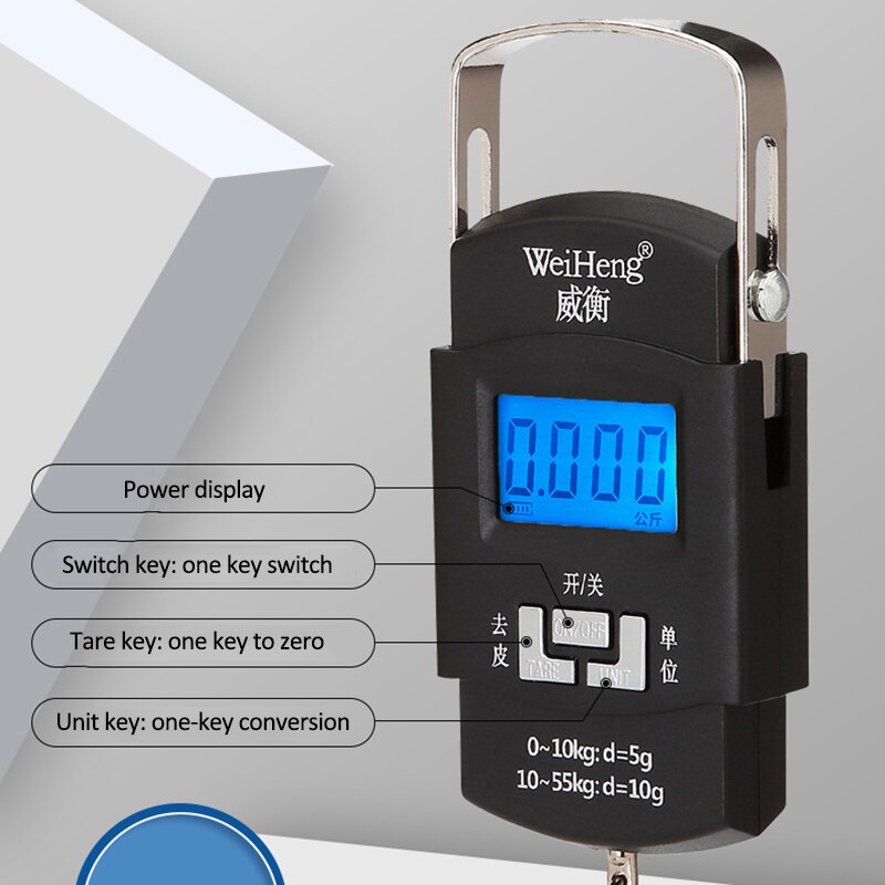 55kg 10g usb-lataus elektroninen digitaalinen vaaka ripustuskoukku kalastusmatka kaksinkertainen tarkkuus matkatavaroiden paino vaaka tasapainovaaka