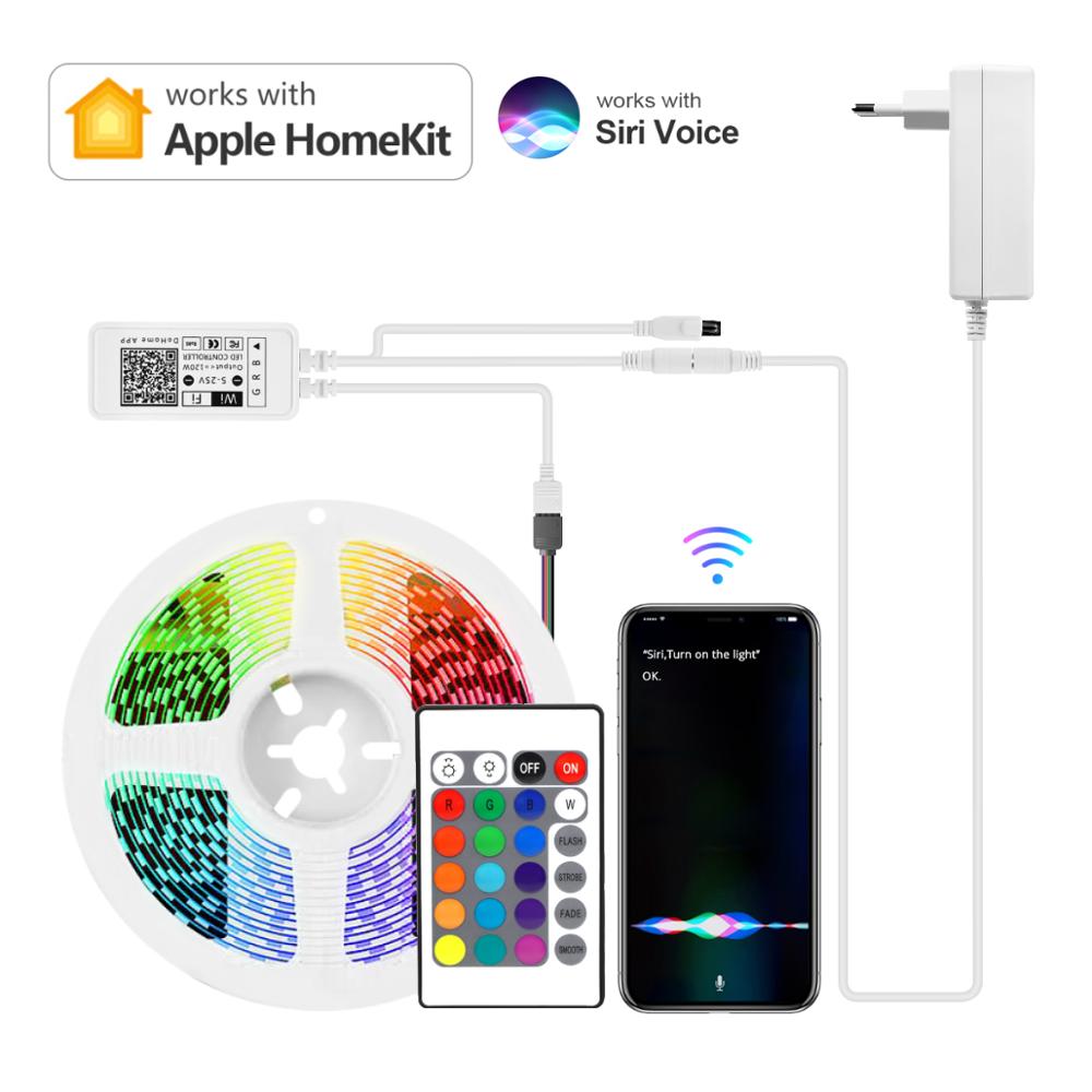 RGB Luces LED Luces HomeKit de Apple WiFi inteligente RGB tira de LED de cinta inalámbrico Control por voz de Siri, Luz Ledstrips trabajar con Apple a casa