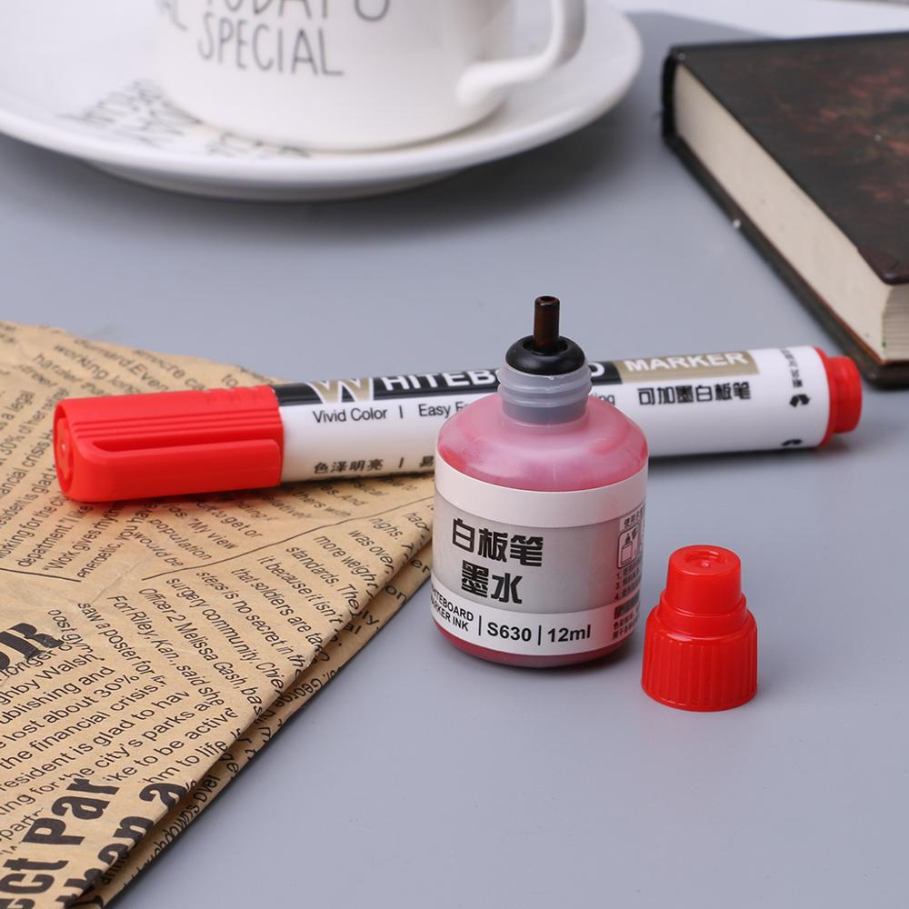 12Ml Refill Inkt Voor Bijvullen Inkt Whiteboard Marker Pen Zwart Rood Blauw 3 Kleuren