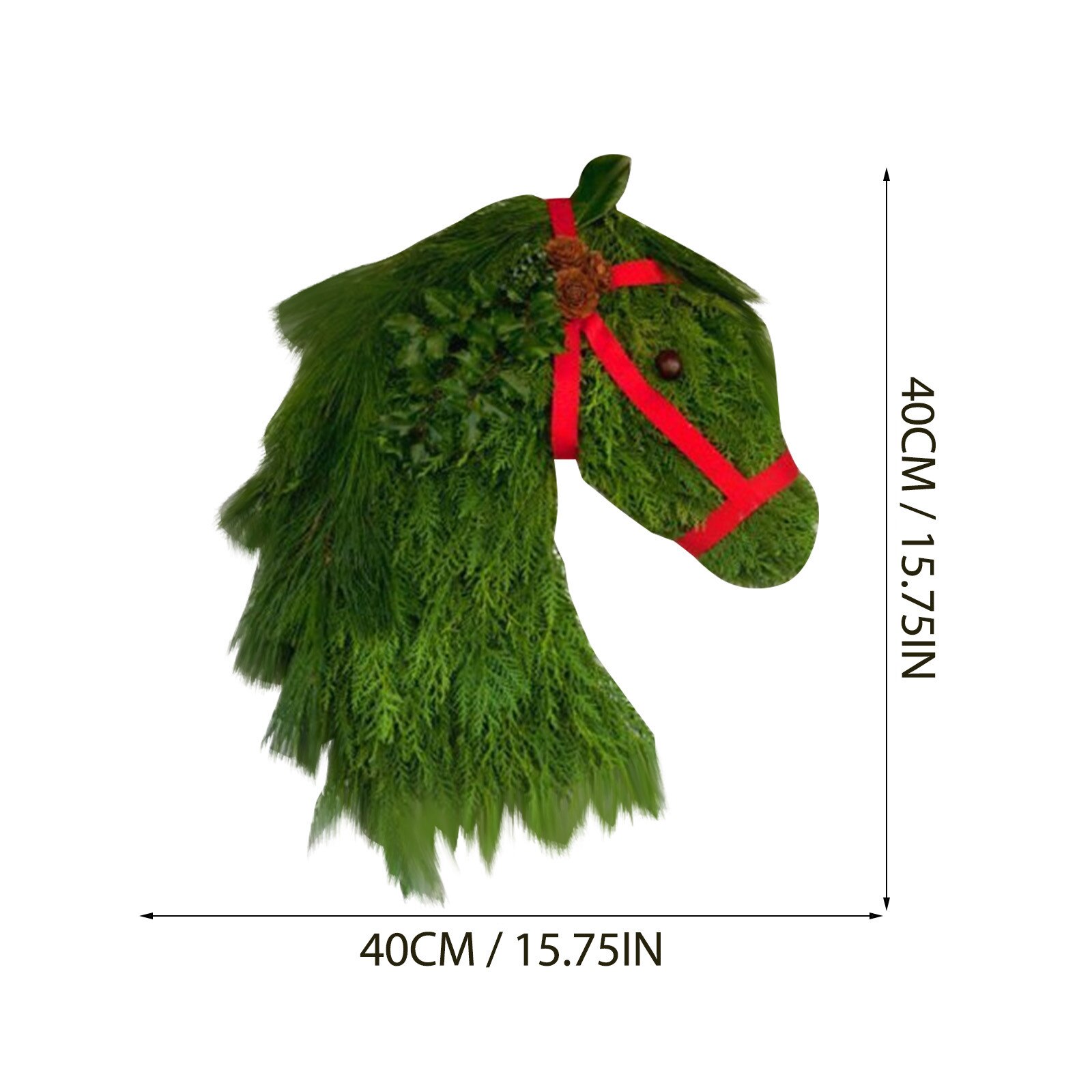 1/2PC Christmas Wreath Winter Wreath-Farmhouse Double Horse Head Christmas Wreath Christmas Decoration Christmas Wreath