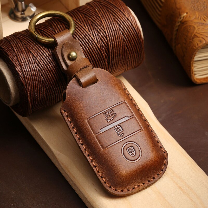 Étui pour clé de voiture pour kia sportage 4 seltos sorento optima niro k2 k5, accessoires de style, coque de Protection du porte-clés: MARRON