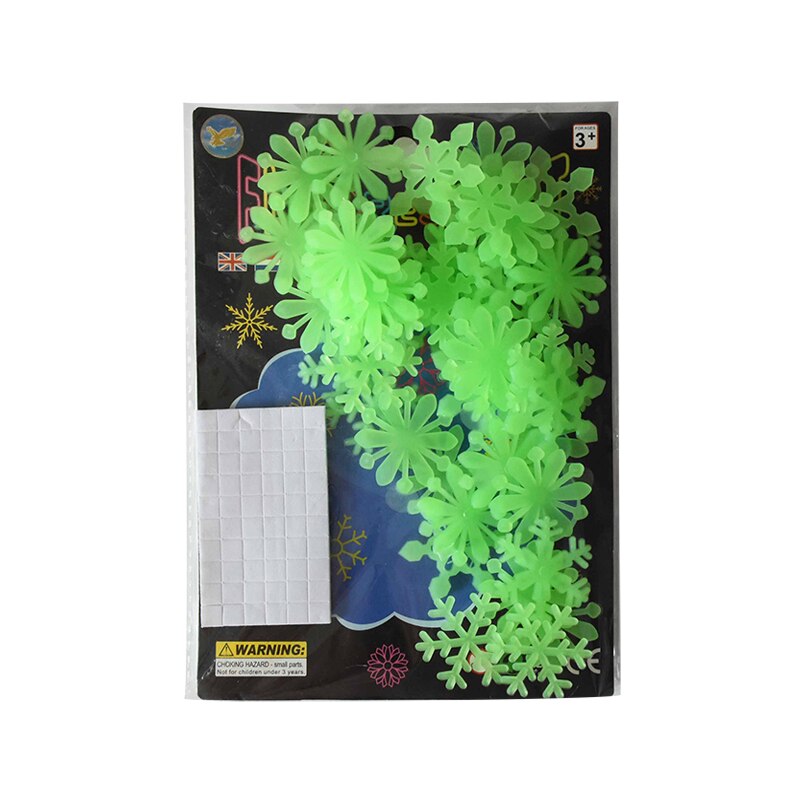 100 stuks/pak kleurrijke lichtgevende sneeuwvlok muurstickers 3cm glow in the dark sneeuwvlokken voor thuiskamer kinderkamer bedankjes stickers decoratie: B04