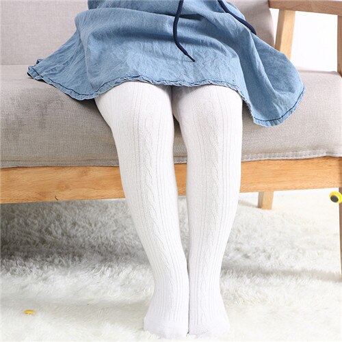 Barn baby jenter tights knehøy bomull lang varm tights barn småbarn strømpebukse benvarmer tights 0-24 måneder: Hvit / 3m