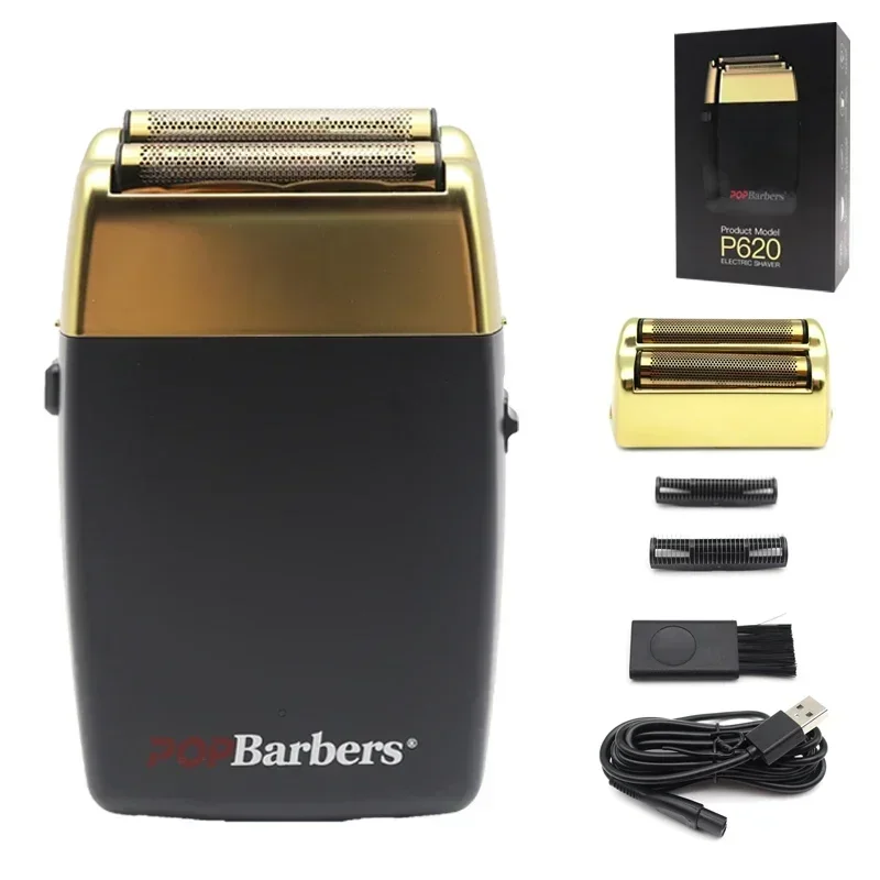 11000 RPM POP Barbers P620 Electric Men's Beard Trimmer Double Foil Shaver Electric Shaver USB Hair Cutting Machine