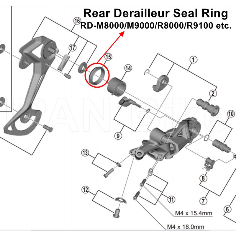 Shimano original XT M8000 M8100 XTR M9000 M9100 RD M5100 M6100 RD M7100 Rear Derailleur Guide Plate Seal Ring Repair Parts: A