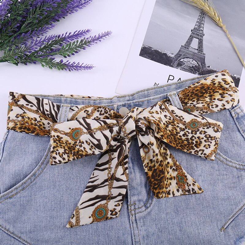 Tela anudada con estampado de flores a rayas para mujer, cinturón de gasa, lazo estampado, cuerda para vestido, abrigo, cintura, pretina femenina decorativa: 1