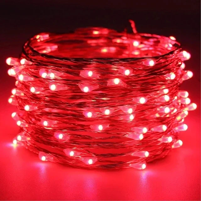 Guirnaldas de luces LED con batería de 1/2/3/5/10/20M, guirnalda de luces de alambre de cobre para dormitorio, jardín, , boda, decoración navideña