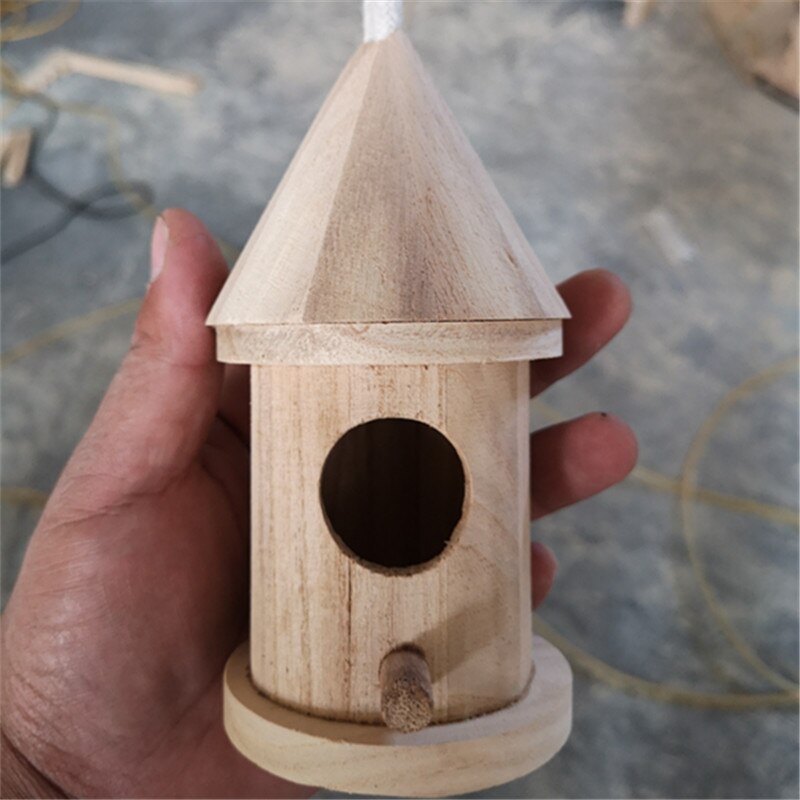 Wooden Bird Nest Hanging Bird House Natural Wooden Bird Cage Resting Place Wall-Mounted Outdoor Birdhouse Wooden Box