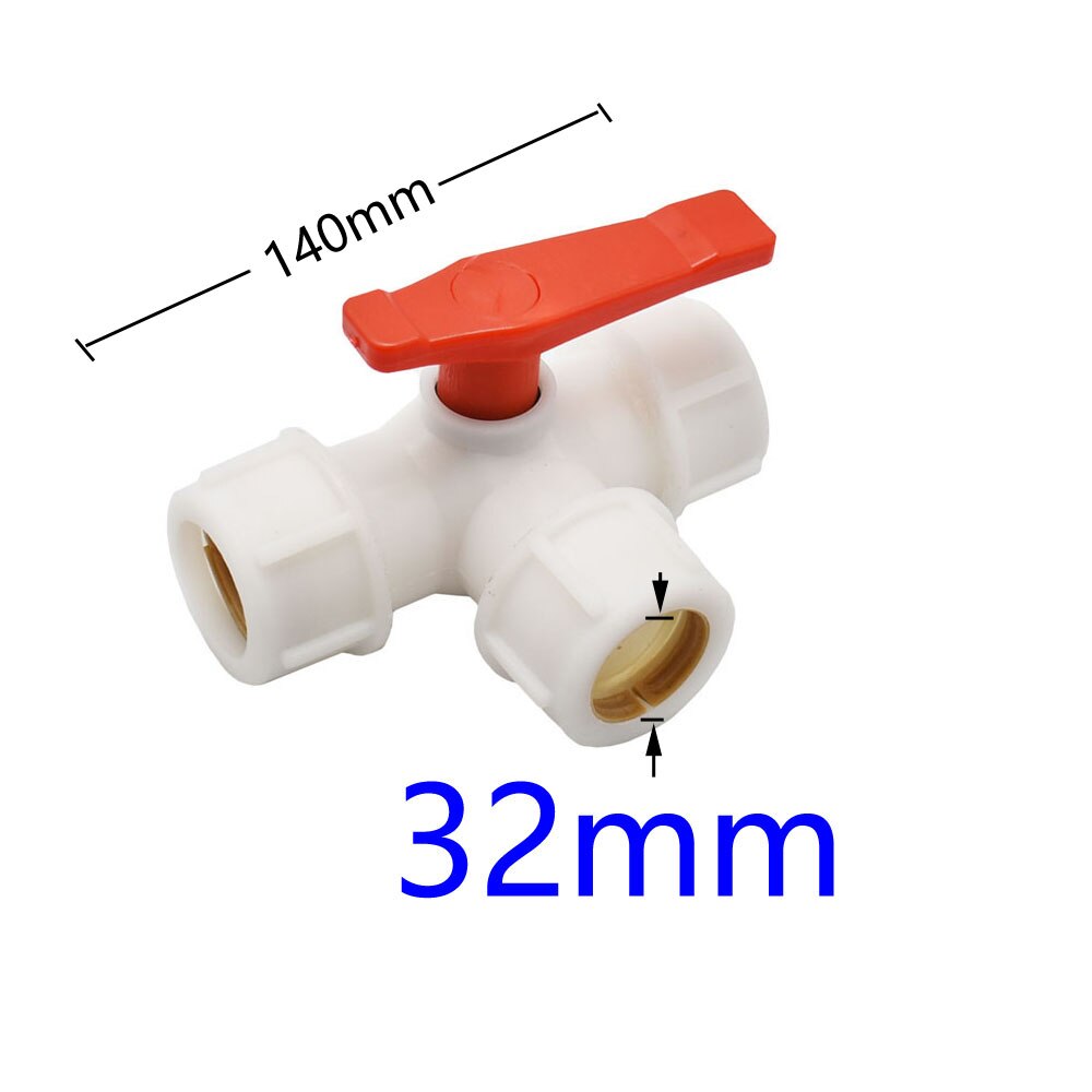 20/25/32/40/50/63mm PVC PE Water Tube Connector 3-Way Water Splitter Garden Tap Plumbing Plastic Quick Valve: 32MM
