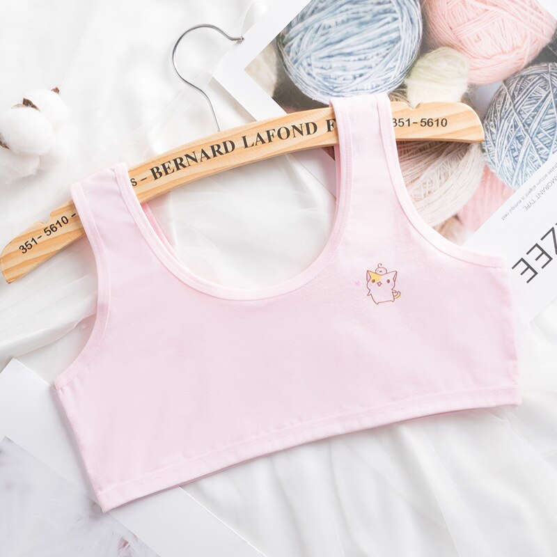 Teenages czołg topy dziewczęce bawełniane śliczne wygodne dojrzewanie dziewczęce biustonosz nastolatki studenci bielizna przewiewna tanie rzeczy Dropshipping: różowy / M(30-40kgs)