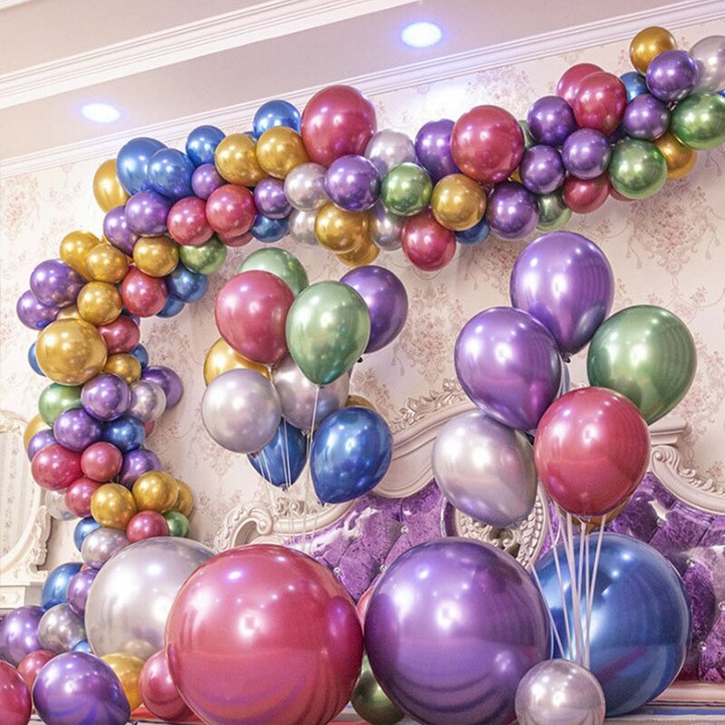 50 stuks metallic gekleurde chromen ballonnen 12 inch doorzichtige pastel ballon verjaardagsfeest bruiloft decoratie ballon - diverse
