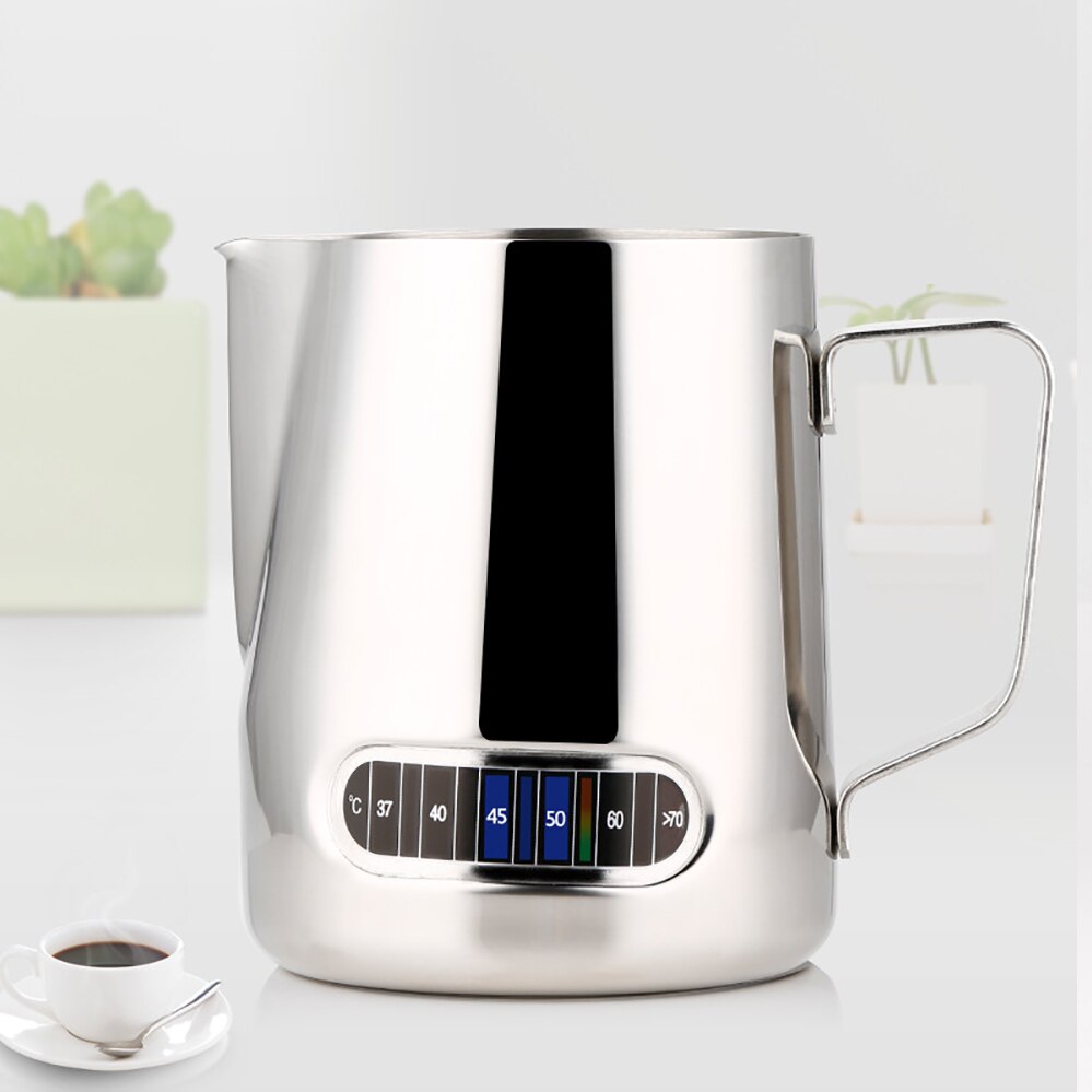 Milch Aufschäumen Krug Mit Eingebautem Thermometer, Edelstahl Milchkännchen Aufschäumen Krug 20 unzen (600 ml) Espresso Kaffee Latte Töpfe