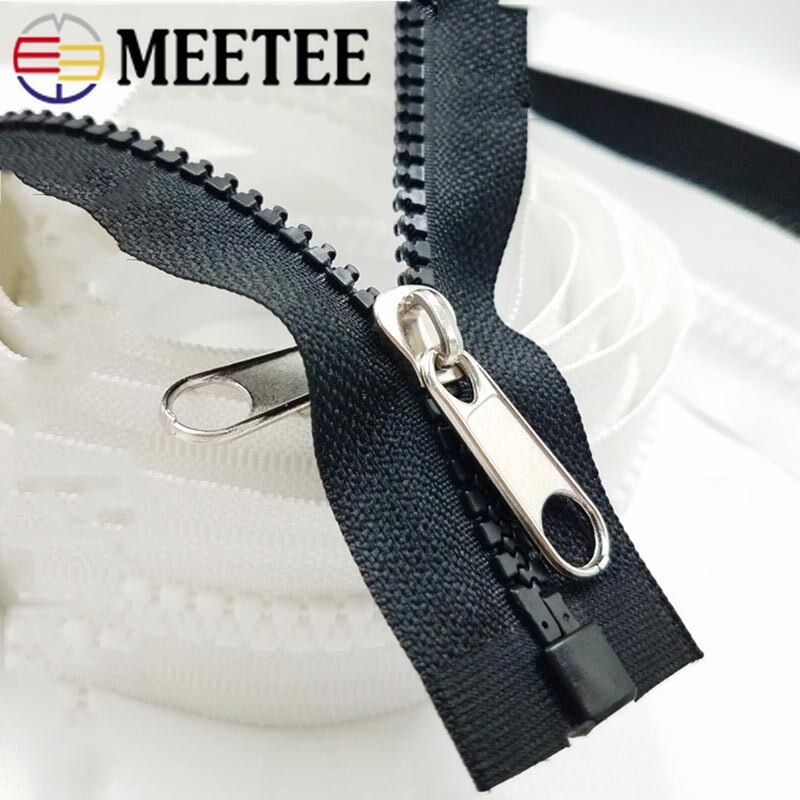 Meetee 1/2pcs 50-300cm Resin Zipper Double-sided Slider Pullers for Outdoor Tent Mosquito Net Backpack Repair Crafts Accessories