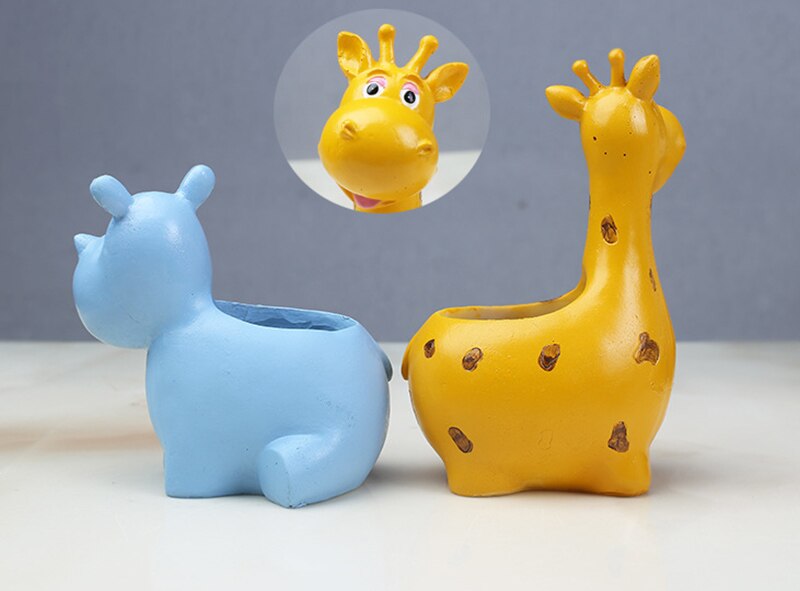 Resin Flower pots Hippo giraffe shape Planters Succulent Plants animal Flower Pot Cute Pastoral Style Home Decoration