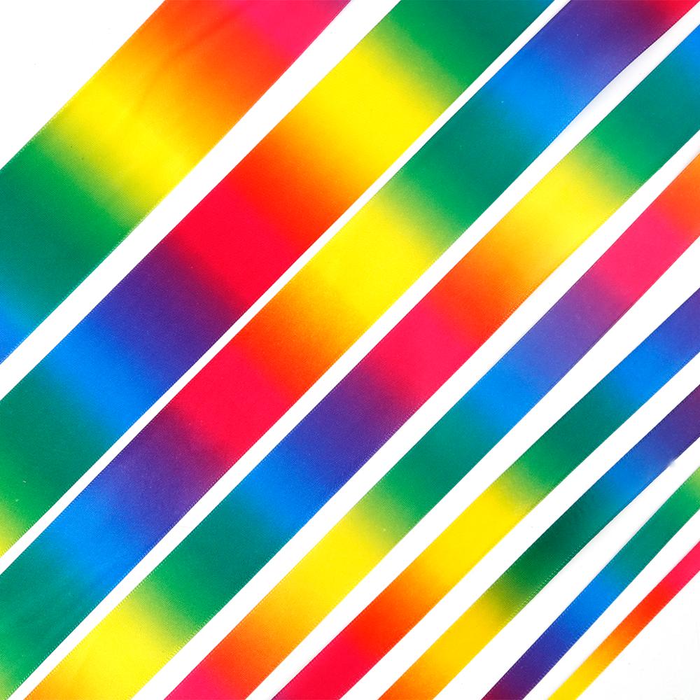 5Yards/lot Satin Double-sided Rainbow ribbons Wrapping DIY handmade Christmas Year/wedding /Party Decoration