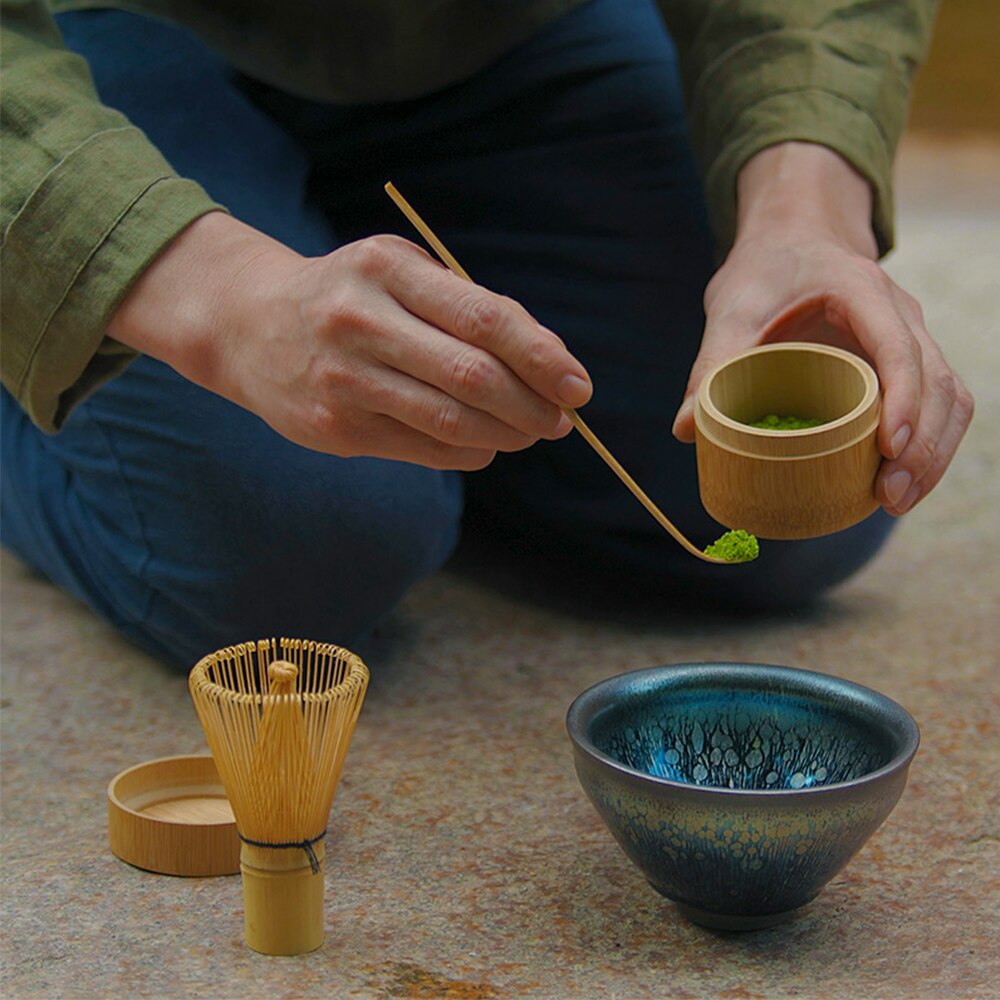 Japanese Matcha Tools Stirring Brush Tea Spoon Mini Tea Storage Box Natural Bamboo Tea Accessories For Home Teahouse