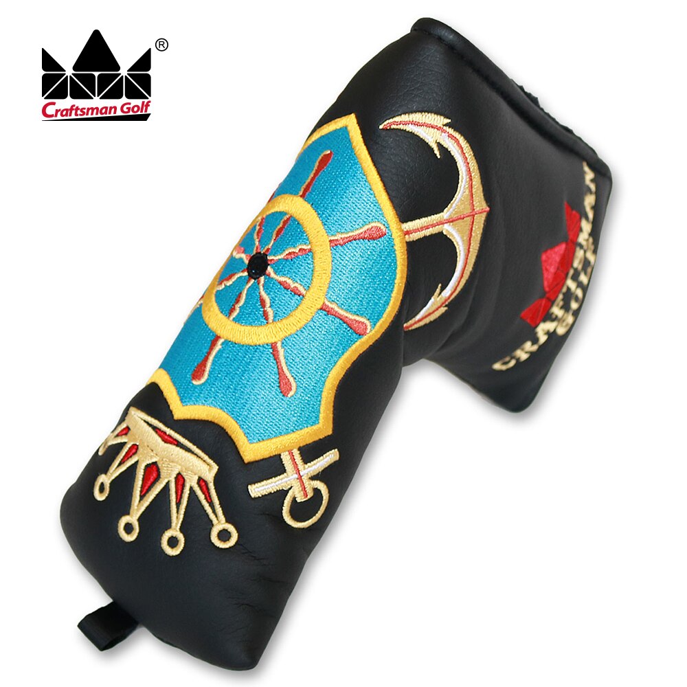 Golfputterhoes met magnetische sluiting, zwart pu-leer, oceaananker