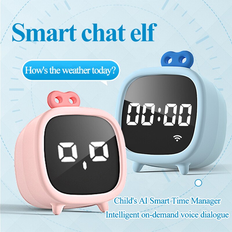 Tenwin 7530 Smart Time Manager Alarm Clock AI Voice Dialogue Early Education Plan Timing Reminder Digital Display Rechargeable