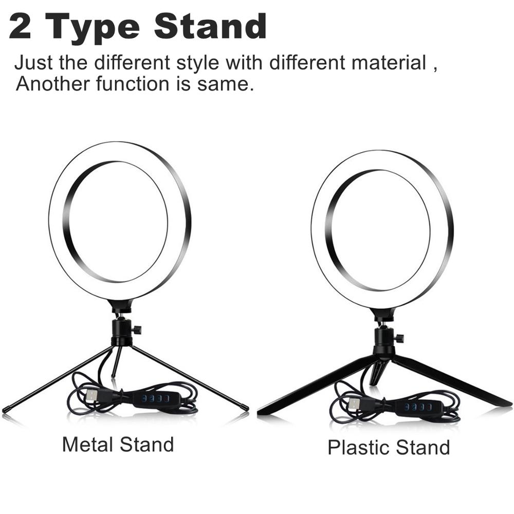 20CM LED Ring Light Photography Photo Ring Fill Light With Tripod Stand For Cell Phone Ring Lamp Ringlight Remote Dimmable