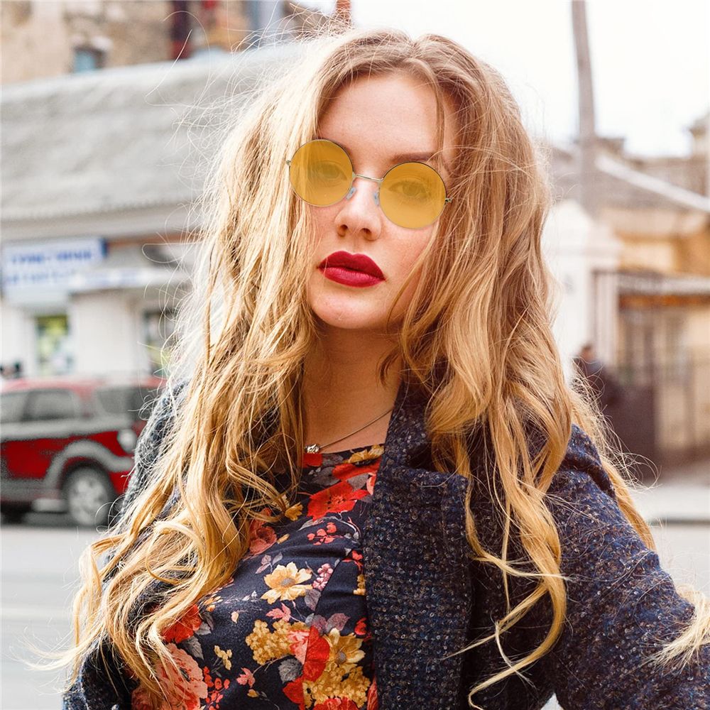 Gafas de sol redondas estilo Hippie para hombre y mujer, lentes de sol circulares de Metal, estilo Retro, a la , para Disco, 2022