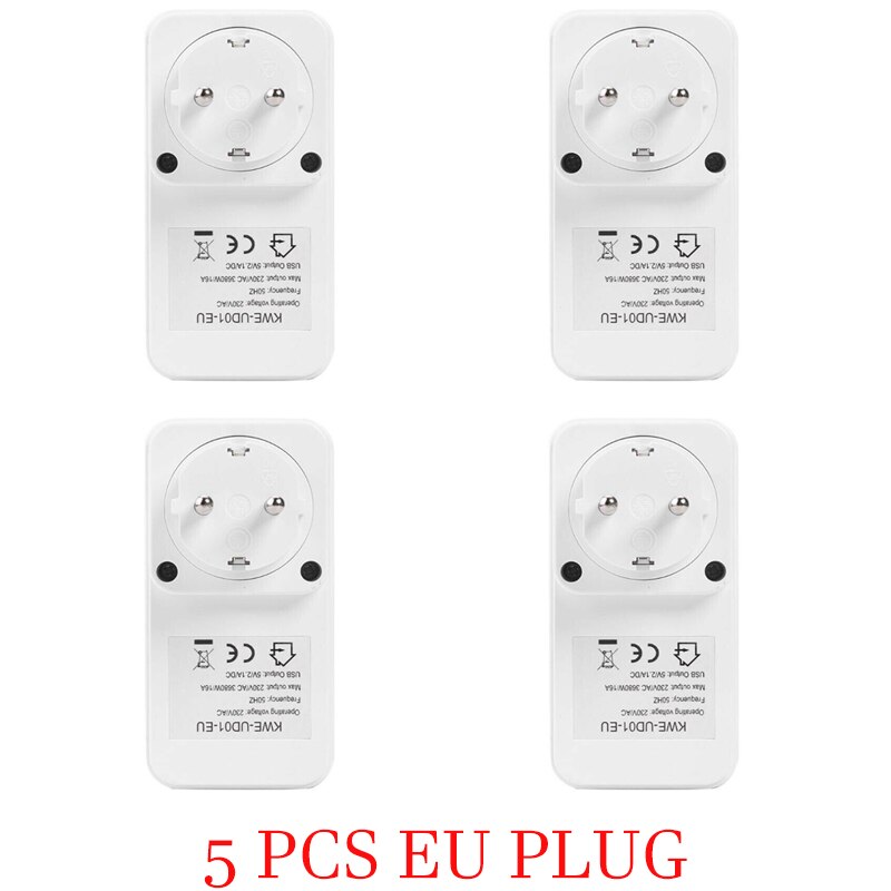1-4pcs Dual USB Port Electronic Digital Timer Switch Smart Home Smart Life EU UK Plug Timer Outlet Programmable Timing Socket: 4 PCS EU Plug