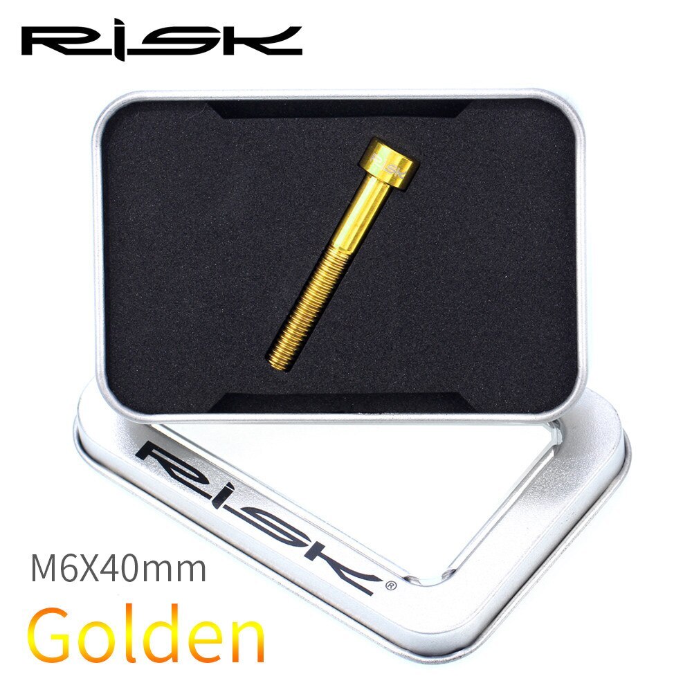 Risico 1Pc M6x30/35/40/50Mm Titanium Fiets Headset Cap Bolt Mountainbike 3 Kleuren ultralight Headset Stem Bolt Schroef Fietsonderdelen: M6x40 Golden