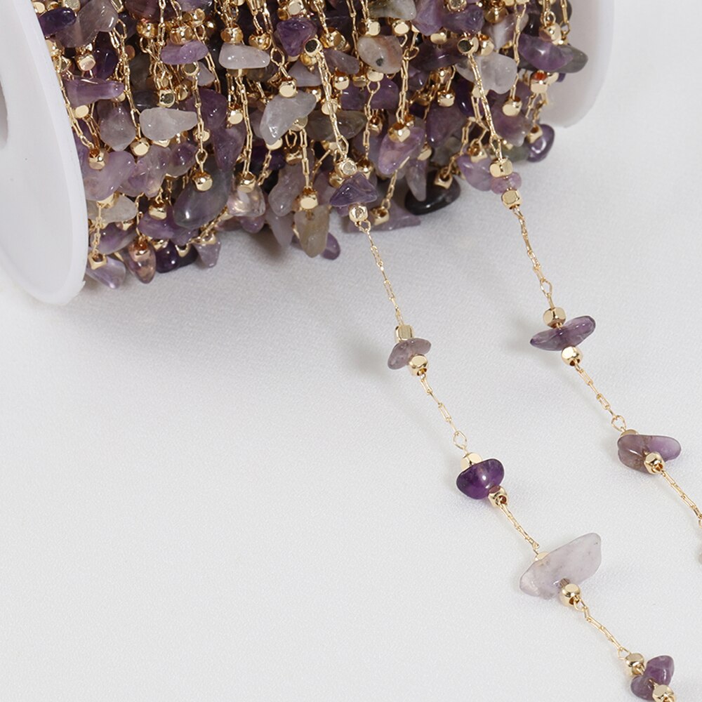 Chaîne de perles de pierre irrégulière en cristal bohème, 1 mètre, pour Bracelet fait à la main, collier, fabrication de bijoux, bricolage, décoration de rideau