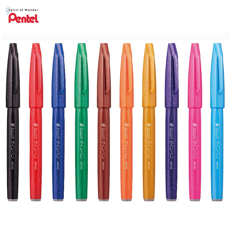 Pentel Touch Kleurrijke Borstel Teken Pen 6/12 Kleuren Art Markers Soft Tip Marker Pen Water Base Borstel Pen