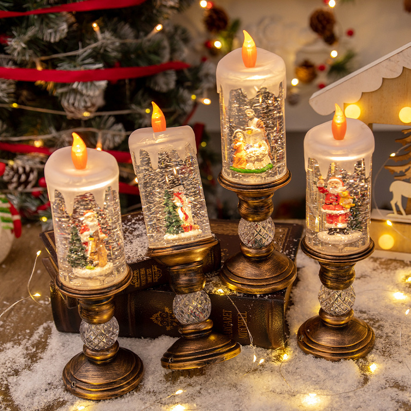 Weihnachtsdekorationen, Kerzenlichter, Weihnachten, Kristalllaternen, Schneelichter, Kindergeburtstag, Weihnachtsgeschenk, Szenenlayout