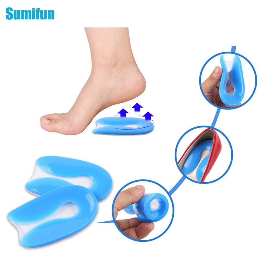 Silicone Gel Soft Shoe Inserts U-Shape Plantar Fasciitis Heel Protector Heel Spur Cushion Pad Insole Foot pain Pedicure Massage