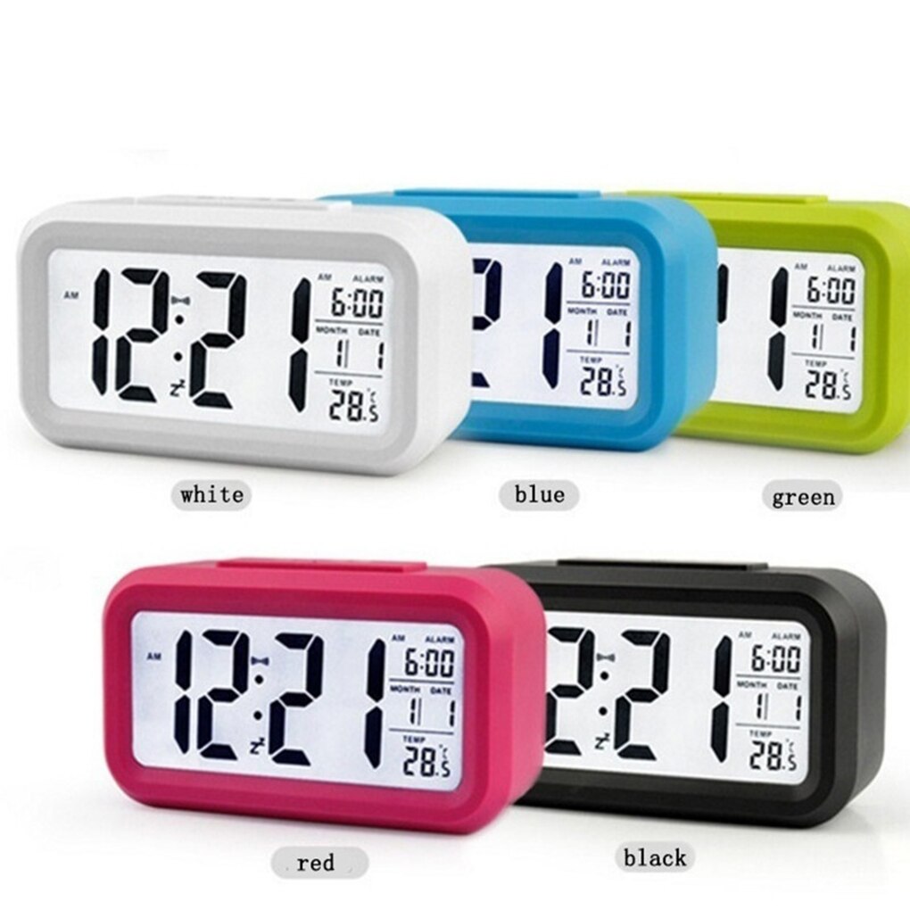 Electric Desktop Clock Electronic Alarm Digital Big LED Screen Clock Data Time Calendar Desk Watch