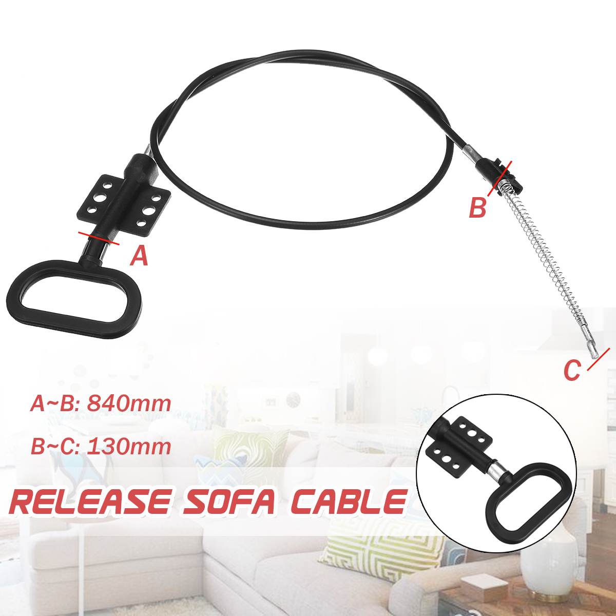 D-style 840+130mm hvilestol håndtag udskiftning kabel sofa frigørelse stol sofa lounge center sofa kabel med bøjle