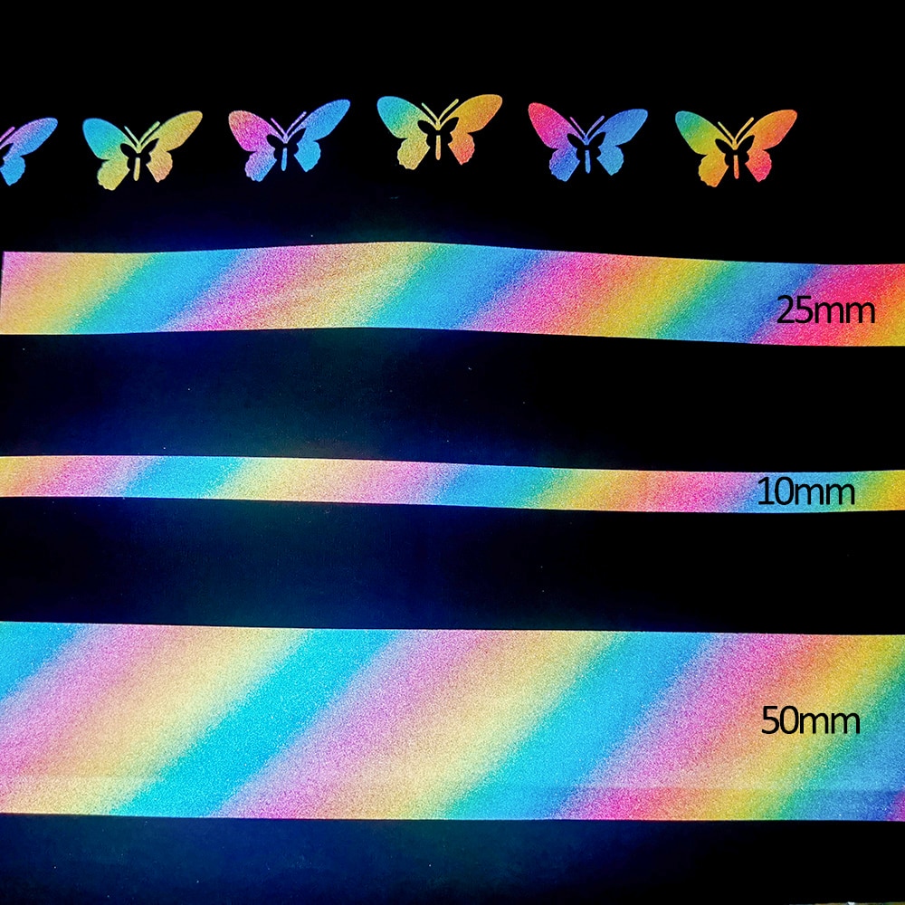 Iron on Rainbow Silver Reflective Tape Heat transfer Vinyl Film DIY Tape For Clothing