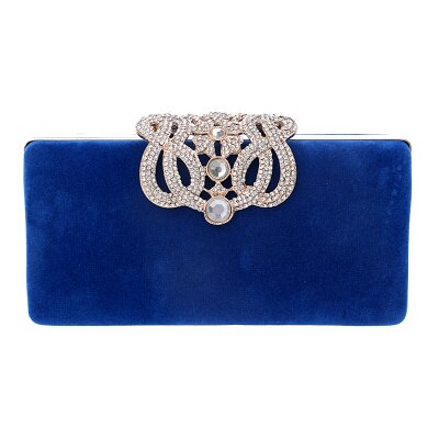 SEKUSA embrayage sacs de soirée couronne strass sacs de soirée sac à main sac à bandoulière pour mariage diamants dame sac à main Mini sacs de soirée: YM1010blue