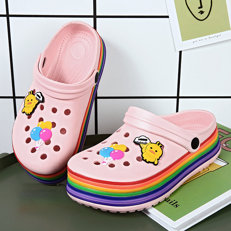 DR.EAGLE Women Sandals Rainbow Bottom Casual Aqua Clogs Female Band Sandals Summer Slides Beach Swimming Shoes Slippers