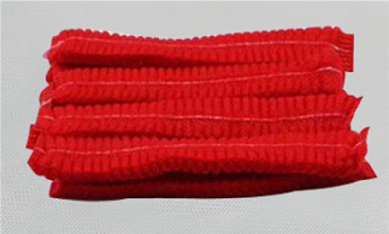 Gorro de ducha desechable no tejido para hombre y mujer, gorro de pelo plisado elástico para Spa, salón, baño, barbería y Hotel, 10 Uds.: Rojo