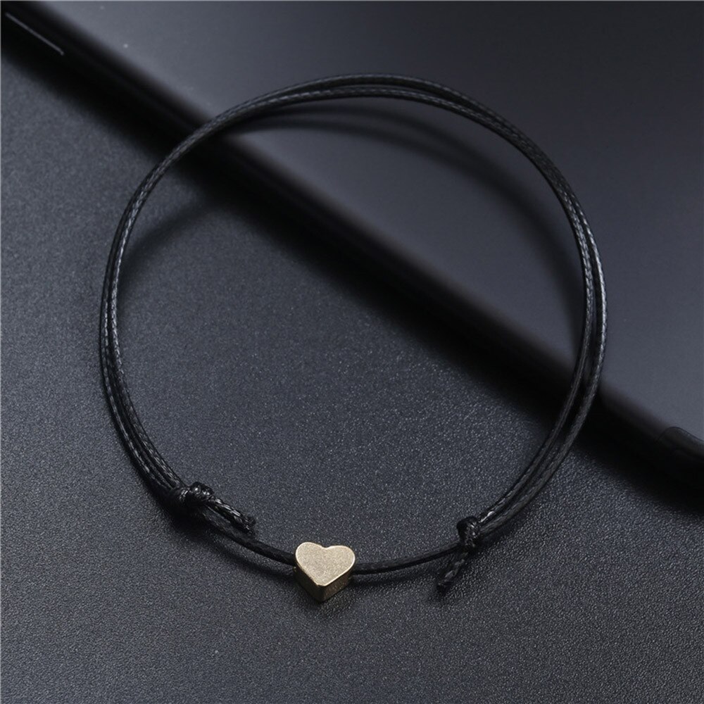 Summer Beach Heart Shaped Charm Rope String Anklets For Women Ankle Bracelet Woman Sandals On the Leg Chain Foot Jewelry: A