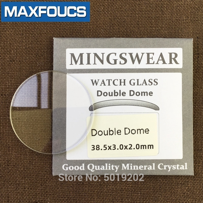 Bordglass rundt glatt mineralglass dobbel kuppel tykkelse 2.0 mm,  diameter  of 30 mm ~ 38.5mm, 1 stk