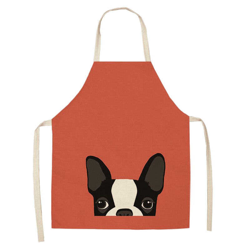 1Stck Nette Karikatur Hund Katze Gedruckt Küche Schürzen Baumwolle Leinen Hause Kochen Backen Kaffee Einkaufen Reinigung Zubehör 53*65cm: M
