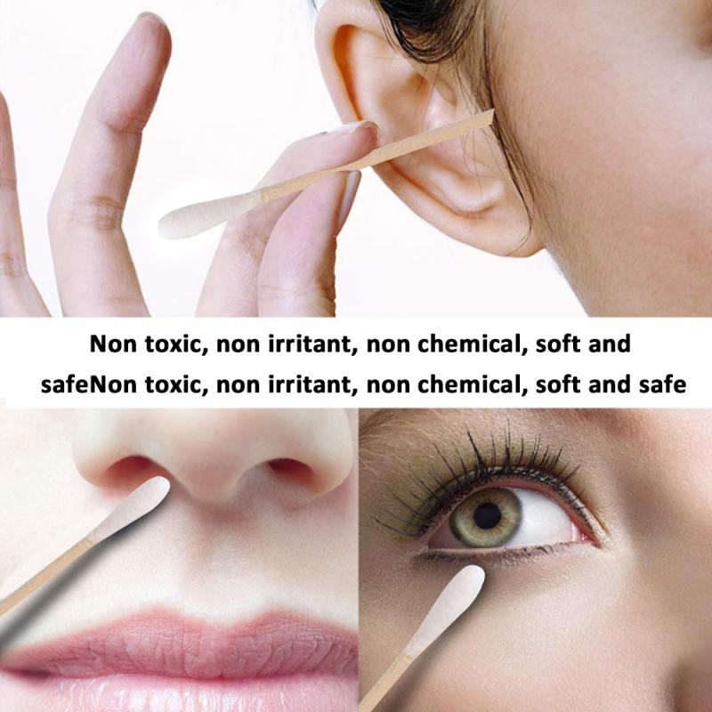 500/200/100Pcs Wegwerp Double Headed Wattenstaafjes Make Wattenstaafjes Neus Oor Schoonmaken Wood Sticks Katoen swabs Cotonete