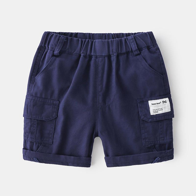 Pantalones cortos informales de algodón para niños y niñas, Shorts holgados de Color sólido para playa, ropa para niños de 2 a 7 años, novedad de verano: Blue / 5T