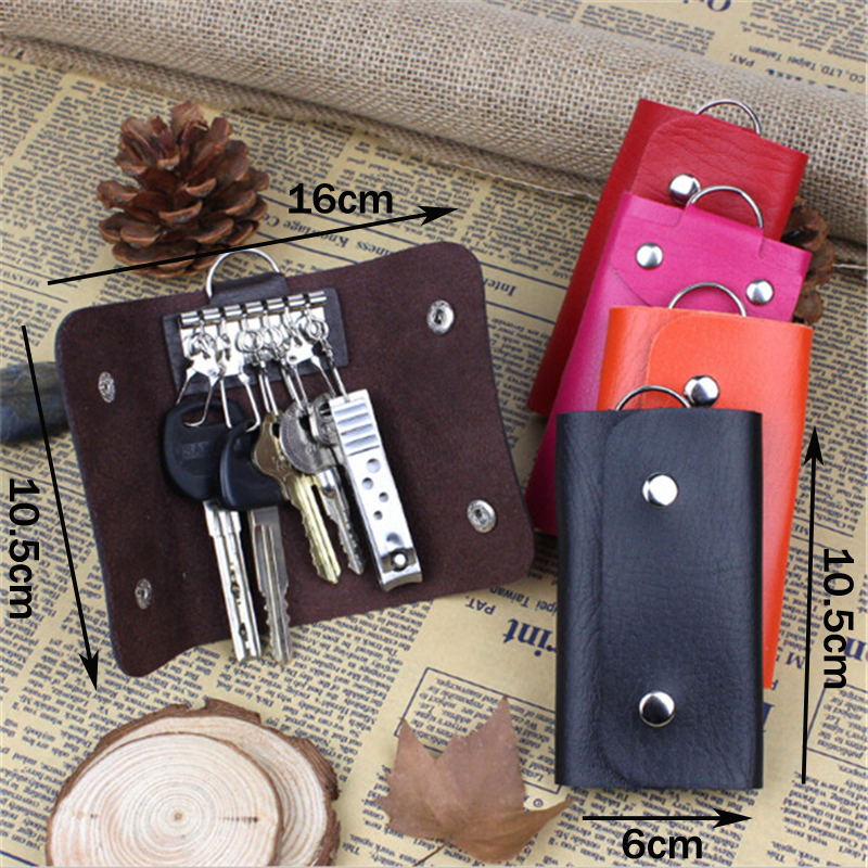 Keys Holder Organizer Manager PU Leather Buckle Key Wallet Case Bag Car Keychain For Women Men Housekeeper