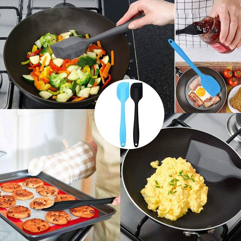 Silikone spatel sæt gummi varmebestandig non-ridse fleksibel spatel nonstick køkkengrej med stærkt rustfrit sæt  of 6