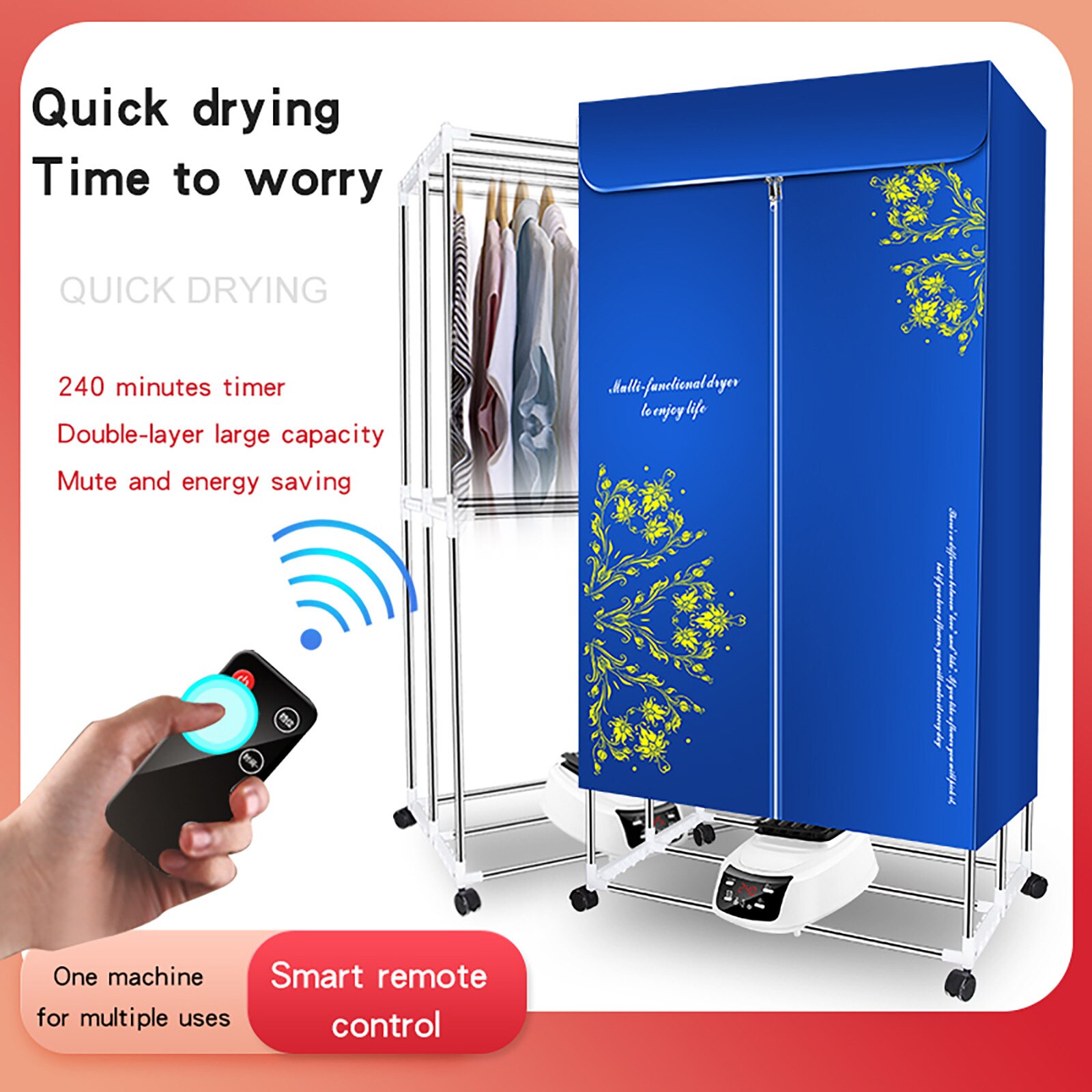 1500-1800w Portable Electric Clothes Dryer Baby Cloth Drying Machine Rack Household Warm Air Clothes Dryer Сушка Для Одежды#g40