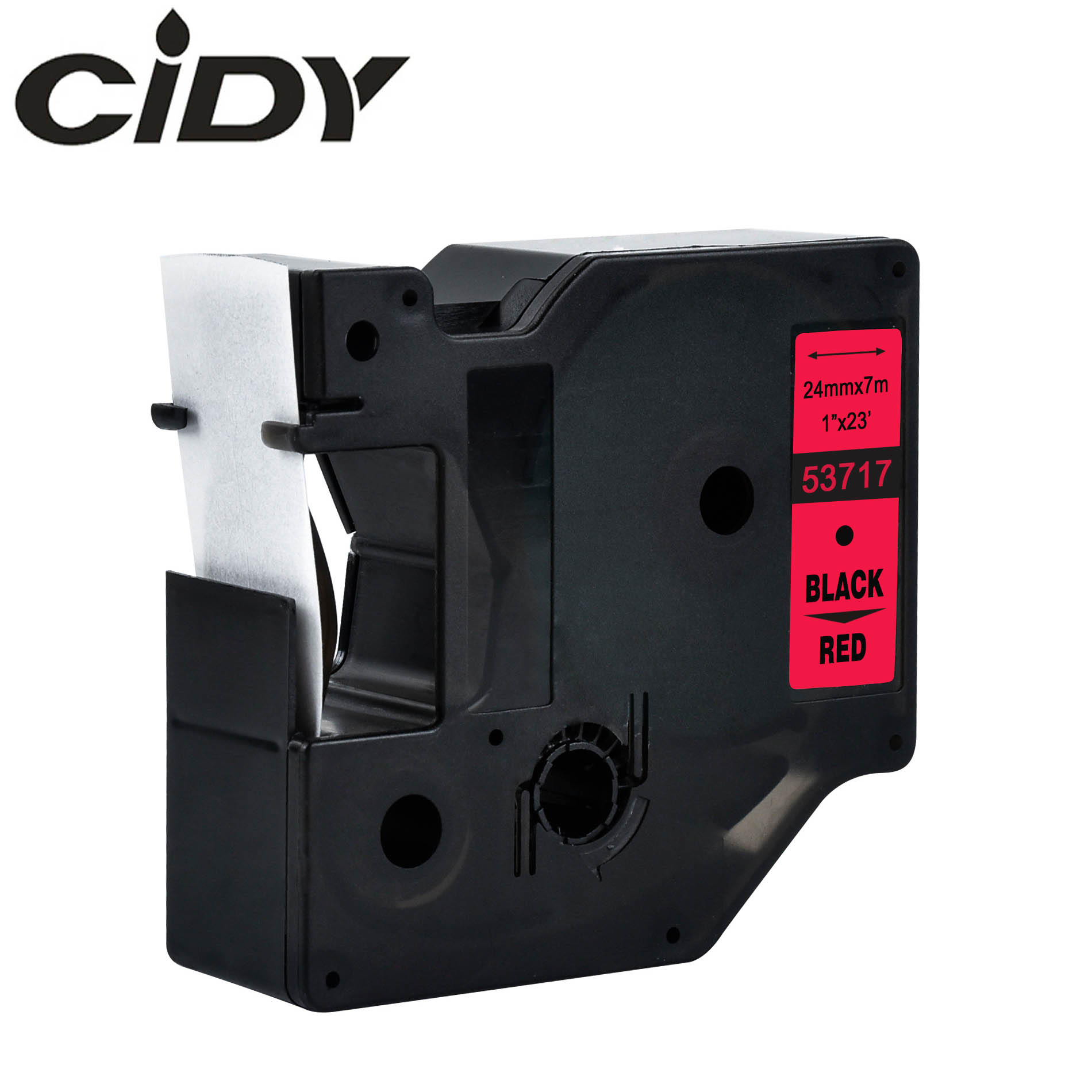 CIDY 1pcs 53713 53718 53710 Compatible 24MM black on white Dymo D1 Label Ribbons for Dymo Label Manager LM160 LM280 210 Dymo PNP: black on red