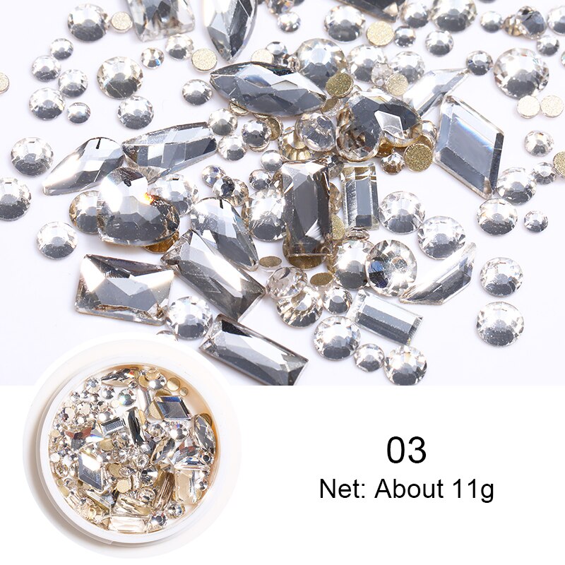 100PCS/Bag Crystals Clear Sharp Flat Back AB Glass Rhinestones Glittering Rhinestone Nails Art Decoration DIY Accessories