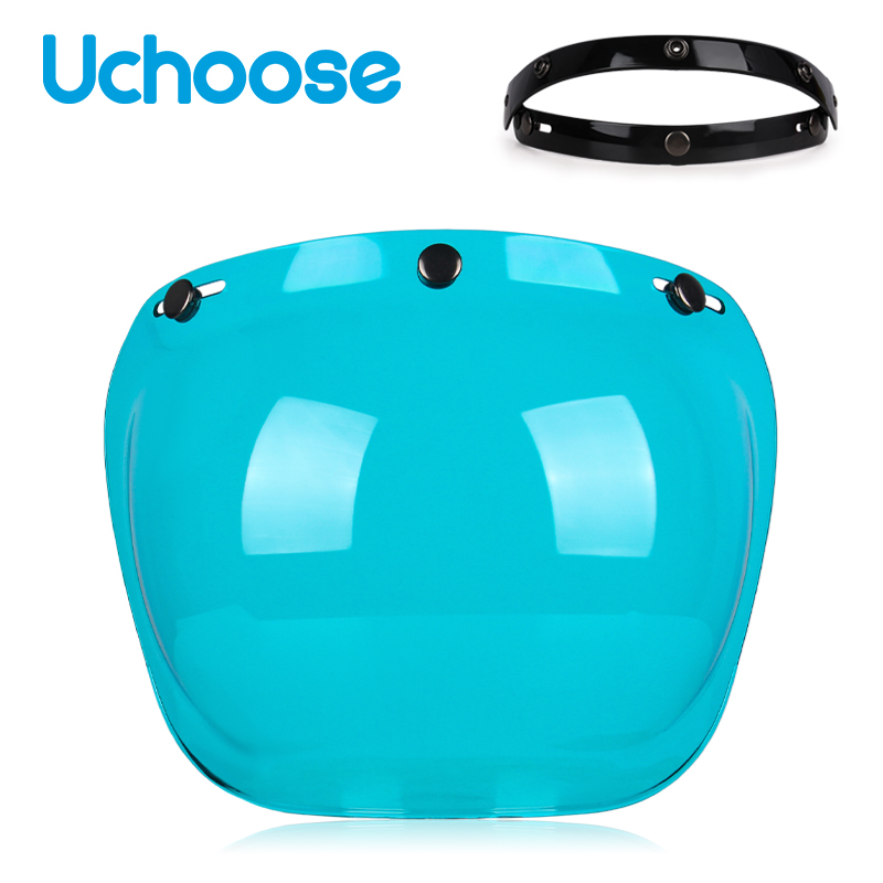 Visera Universal para casco de cara abierta 3/4, abatible hacia arriba, lente Capacete para parabrisas de motocicletas, accesorios para casco Vintage: Morado
