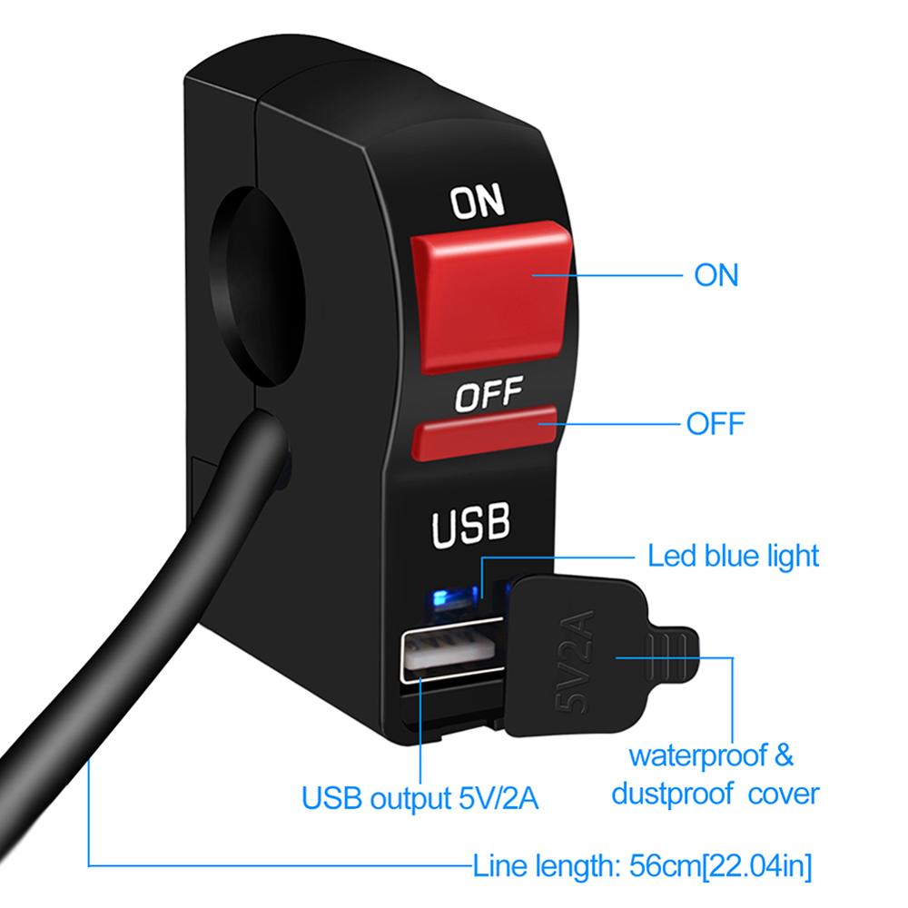 12V Motorrad Lenker Ladegerät Schalter USB Motorrad ABS Telefon Ladegerät Elektrische Starten Schalter Stecker drücken-Geschmack Schalter