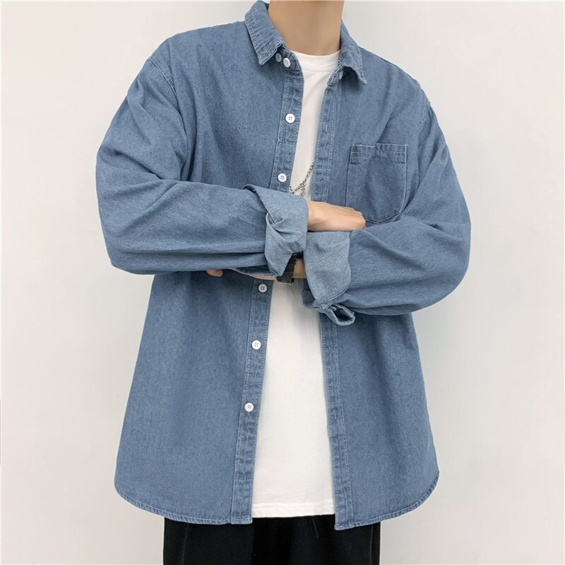 Chaquetas vaqueras de hombre único Breasted Harajuku calle Oversize 4XL Baggy adolescente-encuentro de primavera Retro prendas de vestir Casual