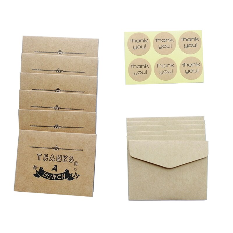 6pcs Kraft Message DIY Folding Birthday Wedding Invitations Party Handwritten Blessing Greeting Cards Kids Mini Stationery: Stroke